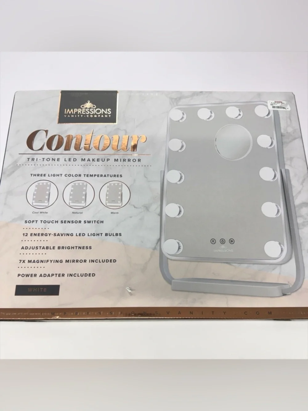 Impressions Contour Tri-Tone LED Makeup Mirror - White